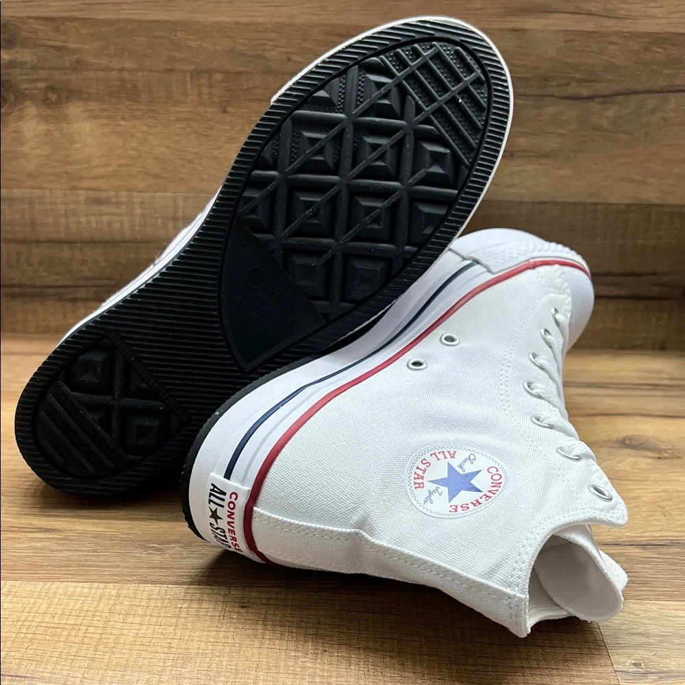 Converse All Star White Canvas High-Tops platform